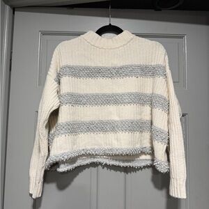 Lou & Grey Striped Knit Sweater - Cream and Gray